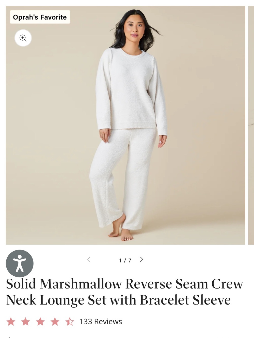 Solid Marshmallow Crew Neck Lounge Set - White
